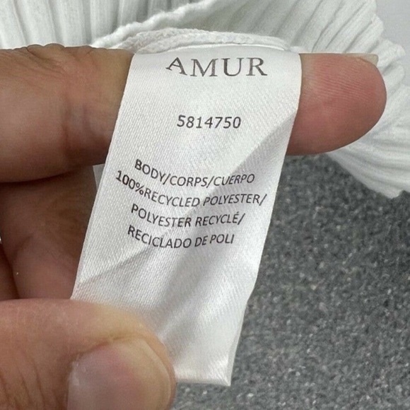 AMUR White Ribbed Cutout Long Sleeve Bodycon Midi Dress Size L - Picture 13 of 15